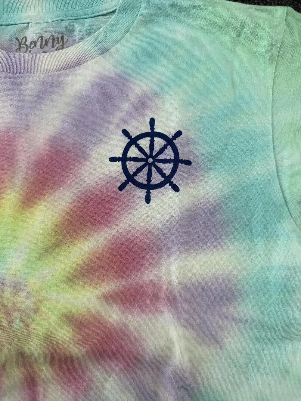 Benny & Belle Shirt Girls M Multicolor Tie Dye Salty Air Not A Care Nautical